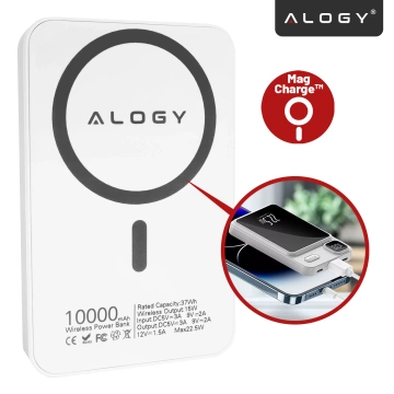 PowerBank Alogy MagCharge 22,5 W PD20W PowerDelivery Schnellladung 10000 mAh kabellos für MagSafe White