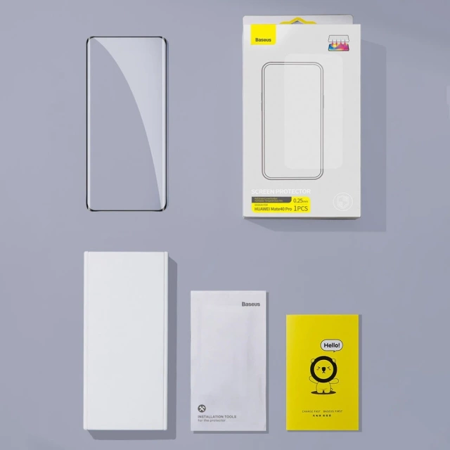 Baseus szkło hartowane 0,25mm do Huawei Mate 40 Pro na cały ekran z ramką + zestaw montażowy (SGQJ010101)