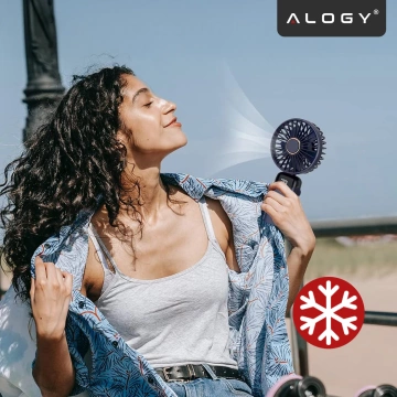 Ventilator Ventilator Handventilator Kabellos Alogy Desktop Tragbarer Handheld mit Telefonhalter USB-C Marineblau