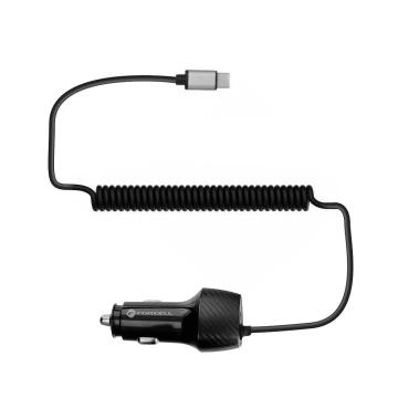 Forcell Carbon Autoladegerät 38W USB-C USB QC 3.0 PD Kabel 1,5m
