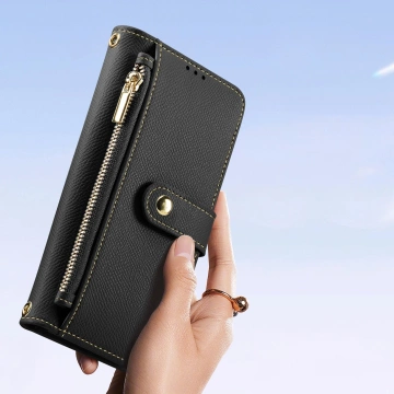 iPhone 15 Pro Dux Ducis Lawa Wallet Leder Mag Schwarze Hülle