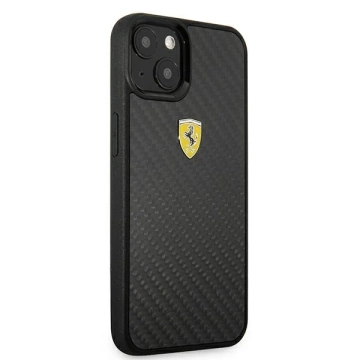 Etui na telefon Ferrari iPhone 13 mini 5,4" czarny/black hardcase On Track Real Carbon  