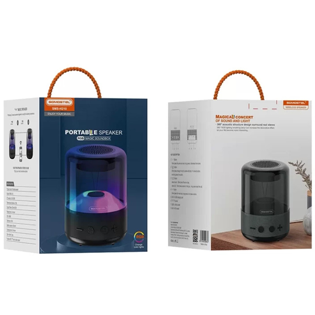 Głośnik bezprzewodowy Somostel Bluetooth BT 5.0 H210 LED RGB AUX TF kolorowy przenośny czarny