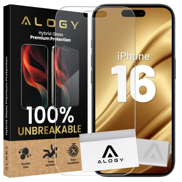 Szkło "NIETŁUKĄCE" do Apple iPhone 16 hybrydowe Alogy Flexi Full Glass 9H płaskie na cały ekran