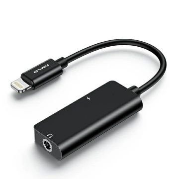 Adapter AWEI CL-121 Lightning-Lightning/ Jack 3.5 2w1 czarny/black