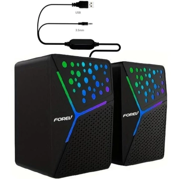 Forev Stereo-Lautsprecher, schwarz, PC, RGB-Hintergrundbeleuchtung