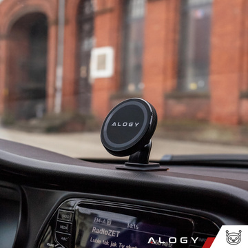 Magnetische Autohalterung für Telefon, Fenster, Kühlergrill, Cockpit, Armaturenbrett, Auto, Telefon, Alogy Black