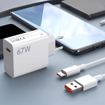Xiaomi Original MDY-14-EW 67W Wandladegerät Schnellladung QC 3.0 USB-USB-C 6A Kabel Weiß