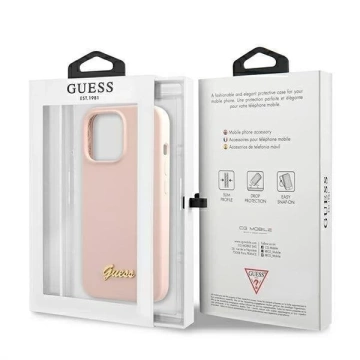 Ratet mal, GUHMP13XLSLMGLP iPhone 13 Pro Max 6,7" jasnoróżowy/hellrosa Hardcase Silikonschrift Gold Logo Magsafe