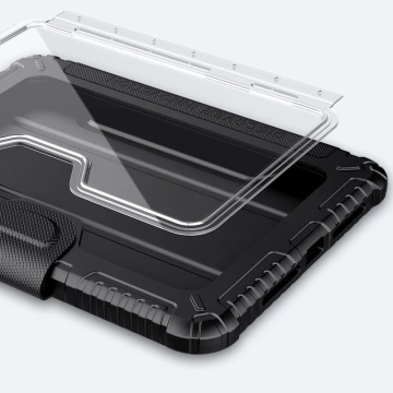 Nillkin Bumper Leather Case Pro gepanzertes Smart Cover mit Kameraabdeckung und iPad mini 2021 Ständer schwarz