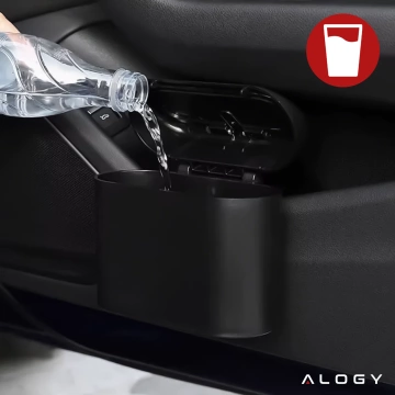 Auto-Abfallbehälter-Organizer, Mini, kleiner tragbarer Mülleimer für Autos, Autos, Zuhause, Alogy, Schwarz