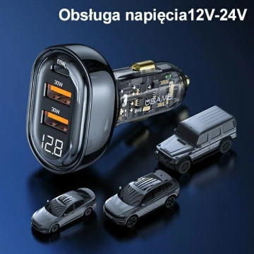 USAMS Autoladegerät 2xUSB 1xUSB-C 125W Fast Charge transparent blau CC158CC02 (US-CC158)