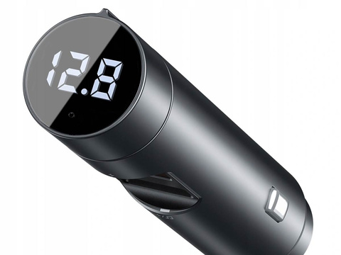 Ladegerät Baseus Bluetooth 5.0 FM-Sender 2x USB QC 3.0 18W Grau