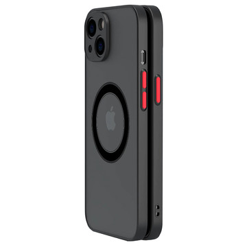 Apple iPhone 13 Mini Case Alogy Hybrid Mag Case für MagSafe mit Kameraschutz Mattschwarzes Qi-Ladegerät
