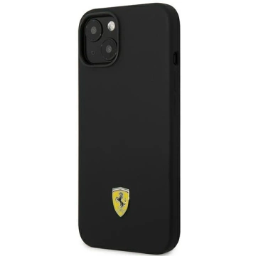 Hülle für Ferrari FEHCP14SSIBBK für Apple iPhone 14 6.1" schwarz/schwarz Hardcase Silikon-Metall-Logo