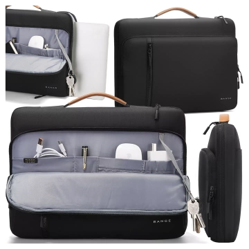 Wasserdichte Laptoptasche von Bange für Laptops bis 14 Zoll (34 x 26 x 3,5 cm), ideal für Arbeit und Flugreisen, mit Tragegriff, für Damen und Herren, Schwarz