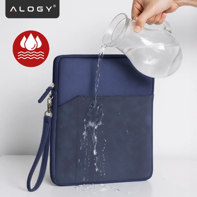Torba Wsuwka Uniwersalna na tablet 9.7–10.8" z Smyczką i Kieszonką, Ochronna, Wodoodporna, Miękkie Wnętrze Alogy SleeveBag™ – Etui do iPad, Samsung, Lenovo, Xiaomi, Granatowy