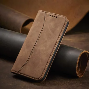 Magnet Fancy Case Hülle für iPhone 13 Pro Tasche Kartenetui Kartenständer Braun