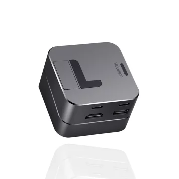 Joyroom Ständer multifunktionaler HUB USB Typ C - USB 3.0 / RJ45 / HDMI / USB Typ C / Thunderbolt für MacBook Pro grau (S-H121 Grey)