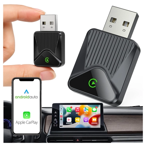 Adapter Bezprzewodowy Apple CarPlay i Android Auto do Auta, Plug & Play z Portem USB-A + Przejściówka USB-C, Szybkie Połączenie i Stabilna Transmisja, Alogy DriveLink™