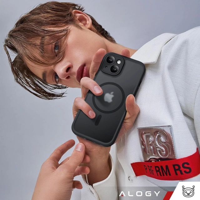 Etui + Szkło hartowane do Apple iPhone 15 Plus obudowa Alogy MagSafe Hybrid Matte Case pokrowiec matowy z ochroną obiektywu czarny