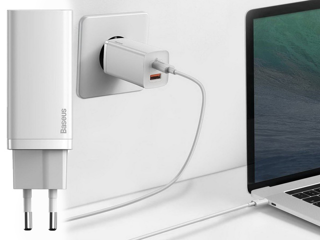 Ładowarka sieciowa szybka Baseus GaN2 Lite USB + USB-C 65W EU Biała