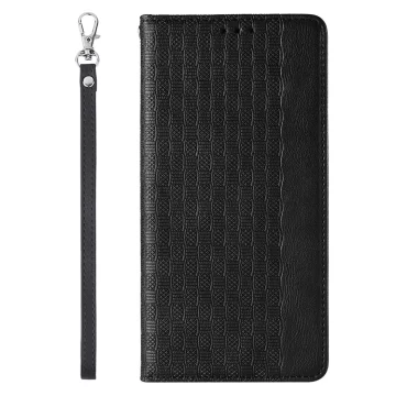 Magnetband-Hülle für iPhone 12 Pro Max, Tasche, Geldbörse, Mini-Lanyard, Anhänger, Schwarz