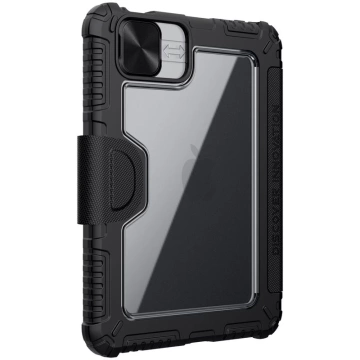 Nillkin Bumper Leather Case Pro gepanzertes Smart Cover mit Kameraabdeckung und iPad mini 2021 Ständer schwarz