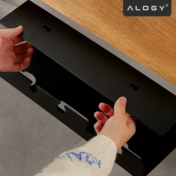 2-in-1 Kabelorganizer zur Untertisch- und Wandmontage, 40 cm, mit Klebestreifen für einen aufgeräumten Schreibtisch, Alogy CableHold™ – Schwarz