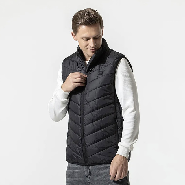 Kamizelka ogrzewana damska męska kurtka bezrękawnik USB pikowana podgrzewana elektryczna zimowa Unisex rozmiar XL czarna