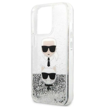 Karl Lagerfeld KLHCP13LKICGLS Handyschutzhülle für Apple iPhone 13 Pro / 13 6.1" Silber/Silber Hardcase Liquid Glitter Karl
