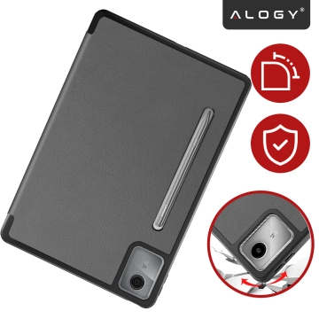 Etui do Lenovo IdeaTab Pro / Pro MT 12.7" TB-373, Ochronne z Klapką i Miejscem na Rysik, Składana Okładka Bumper, Alogy BookGuard™ – Szare