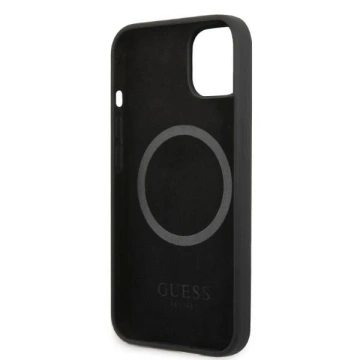 Etui Guess GUHMP13SSPLK do iPhone 13 mini 5,4" Czarny/Black Hard Case Silikon Logo Plate MagSafe