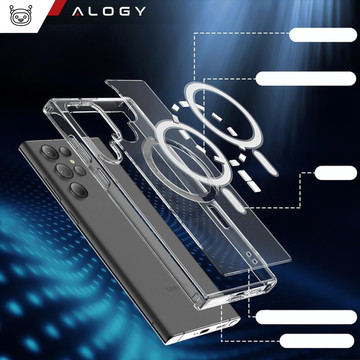 Hülle für Samsung Galaxy S24 Ultra Mag Safe Case Rückseite Gehäuseabdeckung Anti-Shock Clear Alogy Transparent