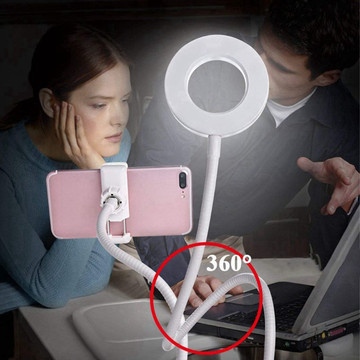 Foto-LED-Ringlicht für Selfie Alogy Telefonhalter Weiß