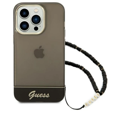 Etui Guess GUHCP14LHGCOHK do Apple iPhone 14 Pro 6,1" czarny/black hardcase Translucent Pearl Strap