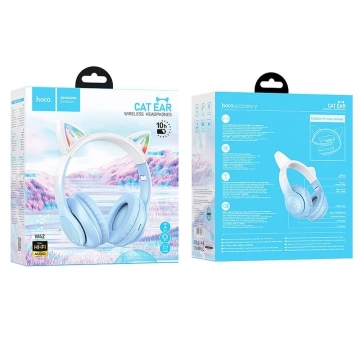 Kabellose Bluetooth-Kopfhörer HOCO W42 Katzenohren Himmelblau