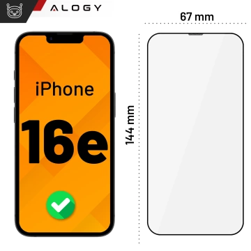 Szkło hartowane do Apple iPhone 16e ochronne szkiełko na ekran 9H Alogy EasyShield™️ z ramką montażową