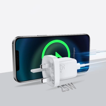 Joyroom Fast USB Type C Wandladegerät 25W 3A UK Stecker Weiß (L-P251)