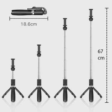 Uchwyt Selfie Stick Tripod P50 na telefon kijek do zdjęć + Pilot Bluetooth Czarny