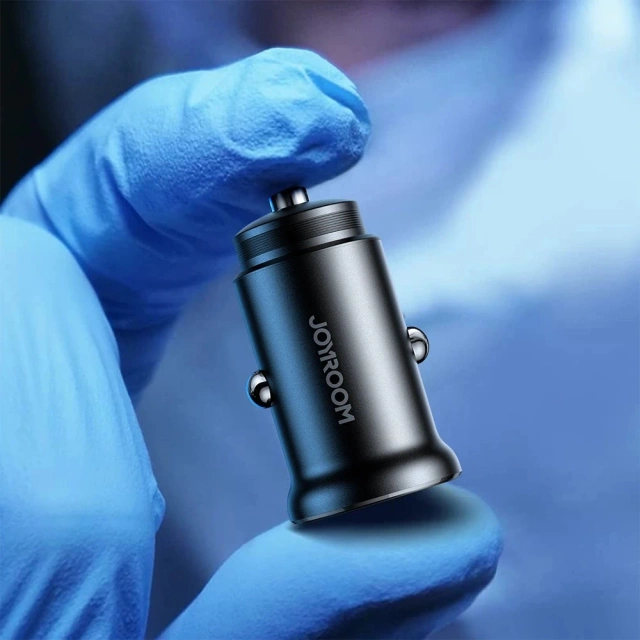 Metalowa ładowarka samochodowa Joyroom JR-CCN06 30 W, 2× USB-C – czarna