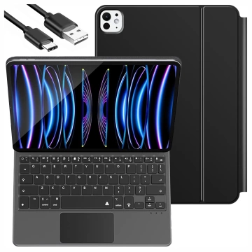 Etui z Klawiaturą do do Apple iPad Pro 11" 2021/2020 iPad Air 10.9" 2022/2020 iPad Air 11" 2024/2025 , Touchpad i Podświetlenie LED, Magnetyczne Mocowanie, Alogy MagnetKeyboard™ Case – Czarne