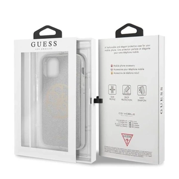 Etui na telefon Guess do iPhone 11 Pro jasnoszary/light grey Hard Case Glitter 4G Circle Logo