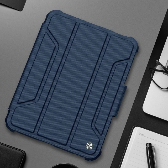 Nillkin Bumper Leather Case Pro pancerne etui Smart Cover z osłoną na aparat i podstawką iPad mini 2021 czarny