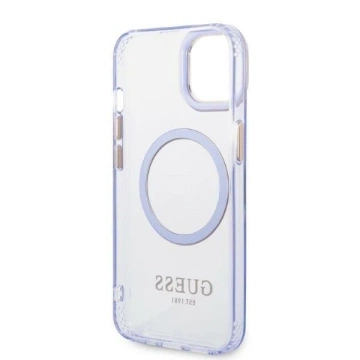 Etui Guess GUHMP14SHTCMU für Apple iPhone 14 6,1" lila/lila Hartschalenetui Gold Outline Translucent MagSafe