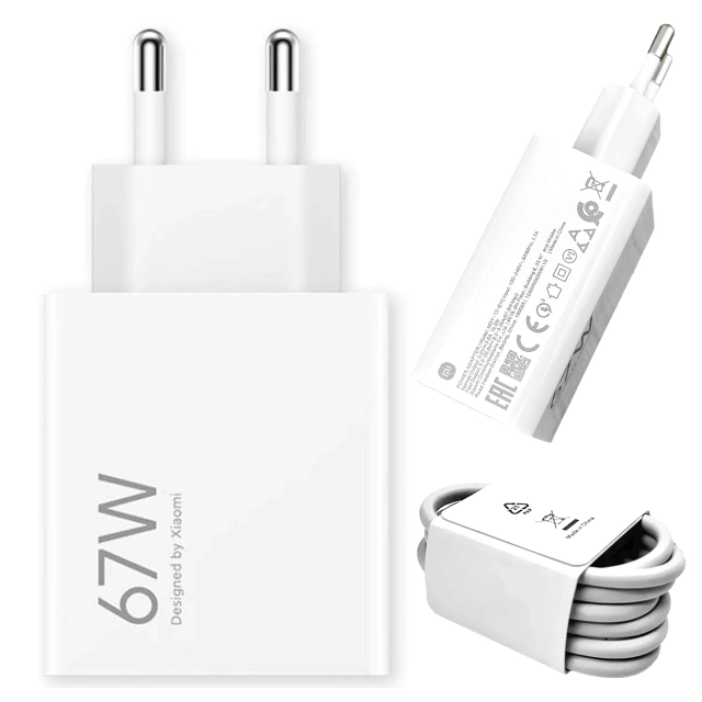 Ładowarka sieciowa Xiaomi oryginalna USB-A Szybkie Ładowanie QC3.0 3A 67W + Kabel USB do USB-C 120W 1M