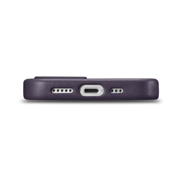iCarer Case Leder Echtleder Handyhülle für iPhone 14 Plus Dunkellila (MagSafe-kompatibel)