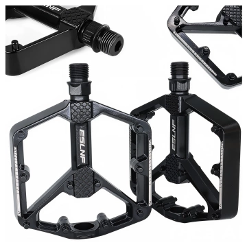 Plattform-Fahrradpedale für MTB-Fahrräder, Aluminium 9/16" Schwarzes Aluminium-Set [2 Stk.]