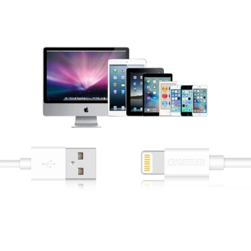 Choetech-zertifiziertes Kabel USB-A-Kabel - Lightning MFI 1,8 m weiß (IP0027)