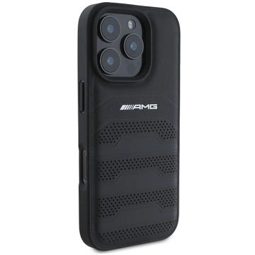 Etui do iPhone 16 Pro Max AMG Leather Debossed Lines czarne